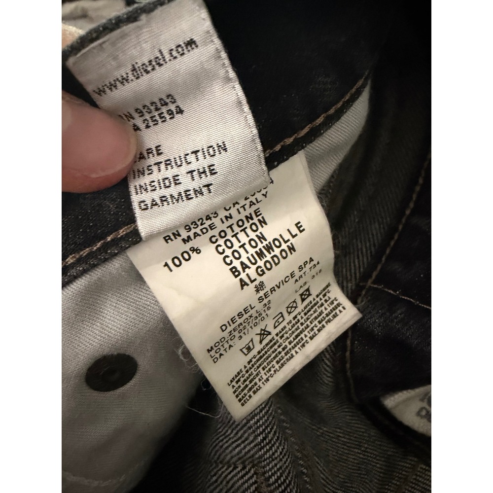 Diesel Jeans Mens 27x32 Faded Black Straight Leg Made in Italy Designer - Picture 6 of 10